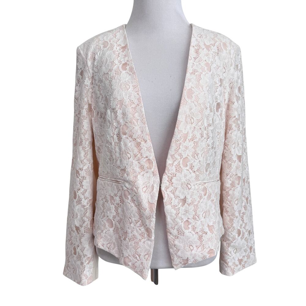 Lapis Womens Lace Blazer Jacket XL Cream Floral Cottage Boho Feminine Dainty